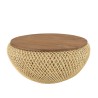 SIXTINE Round Coffee Table 65x65cm in Beige Rattan with Removable Top