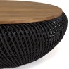Table basse ronde SIXTINE en rotin noir 80x80cm