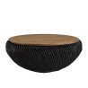 SIXTINE Round Coffee Table 80x80cm - Black Rattan with Removable Top