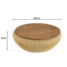 Table basse ronde SIXTINE en rotin beige 80x80cm