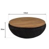 Table basse ronde SIXTINE en rotin noir 100x100cm