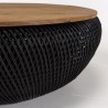 Table basse ronde SIXTINE en rotin noir 100x100cm