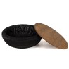 Table basse ronde SIXTINE en rotin noir 100x100cm