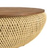 Table basse ronde SIXTINE en rotin beige - 100x100cm