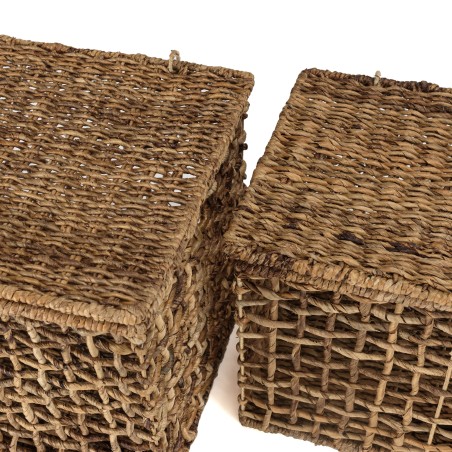 Set de 2 paniers de rangement SIXTINE en tissage naturel