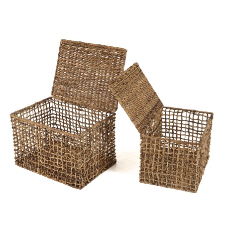 Set de 2 paniers de rangement SIXTINE en tissage naturel