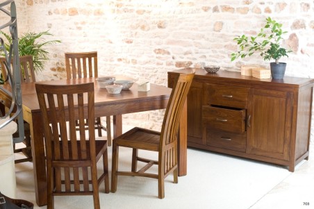 Table à manger LORINE en bois Mindi - Style ethnique et épuré