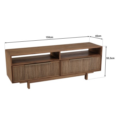 SIXTINE TV Stand - Recycled Teak Wood - 2 Drawers & 2 Niches