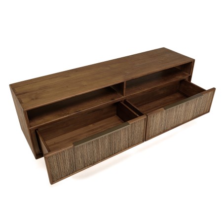 SIXTINE TV Stand - Recycled Teak Wood - 2 Drawers & 2 Niches