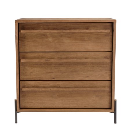 SIXTINE - Recycled Teak Wood Chest of Drawers with 3 Drawers