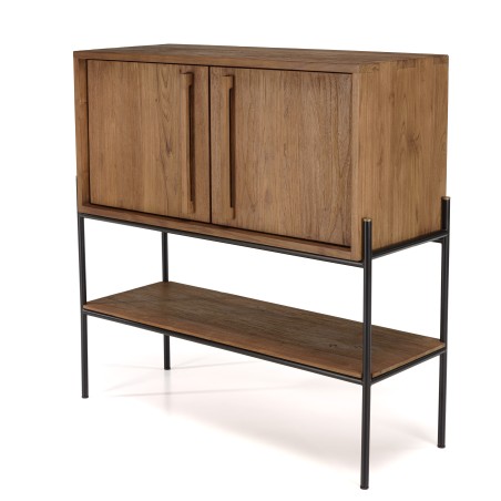 SIXTINE Sideboard - Natural Recycled Teak Wood - 2 Doors & 1 Niche