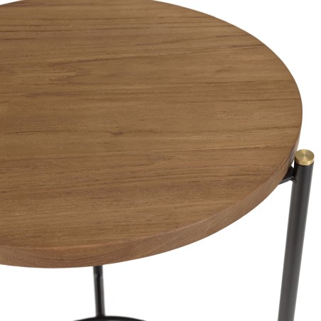 SIXTINE Round Side Table - Recycled Teak and Steel