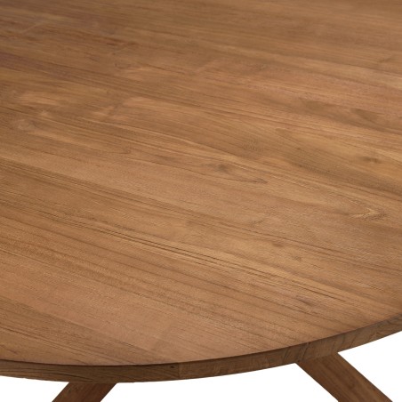 Table à manger ronde SIXTINE en bois de teck recyclé