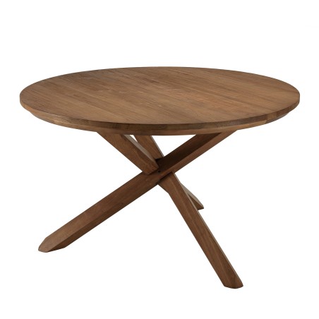 Table à manger ronde SIXTINE en bois de teck recyclé