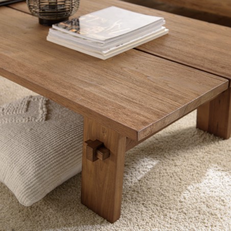 Table basse rectangulaire en bois de teck recyclé SIXTINE 140x70cm