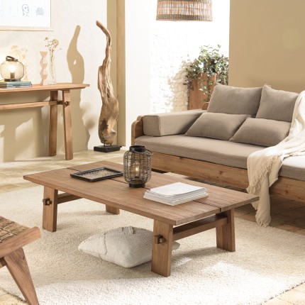 Table basse rectangulaire en bois de teck recyclé SIXTINE 140x70cm