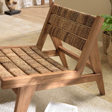 Fauteuil lounge SIXTINE en bois de teck recyclé