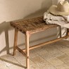 Banc naturel SIXTINE - Teck recyclé et abaca - 100x36cm