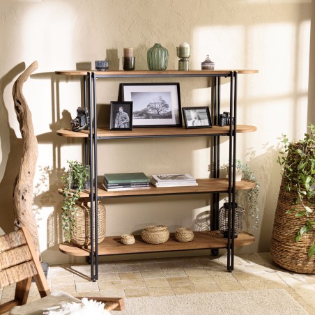 SIXTINE 4-Shelf Open Space Shelf Unit in Recycled Teak