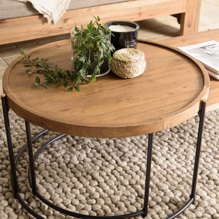 Set de 2 tables basses ovale et ronde SIXTINE