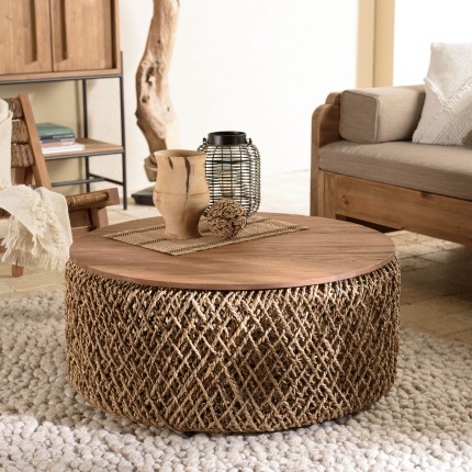 Table basse ronde SIXTINE en coco 85x85cm