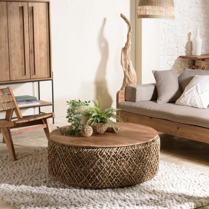 Table basse ronde SIXTINE en fibre de cocotier