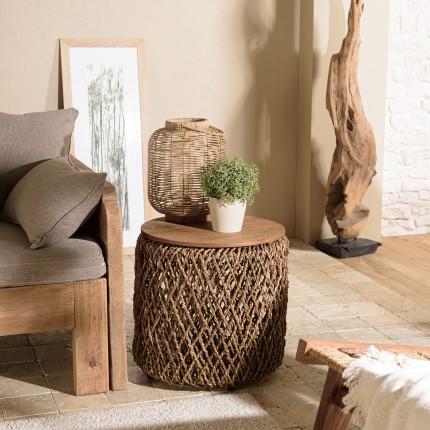 Table d'appoint ronde SIXTINE 50x50cm en fibre de cocotier