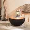 Table basse ronde SIXTINE en rotin noir 65x65cm