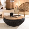 Table basse ronde SIXTINE en rotin noir 80x80cm