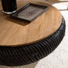 Table basse ronde SIXTINE en rotin noir 80x80cm