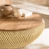 Table basse ronde SIXTINE en rotin beige 80x80cm