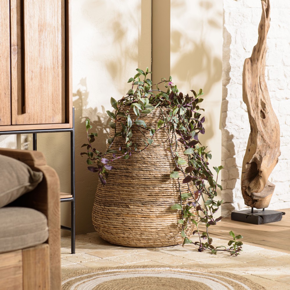 SIXTINE - Medium Plant Pot in Natural Abaca Weave SIXTINE - Medium Plant Pot in Natural Abaca Weave