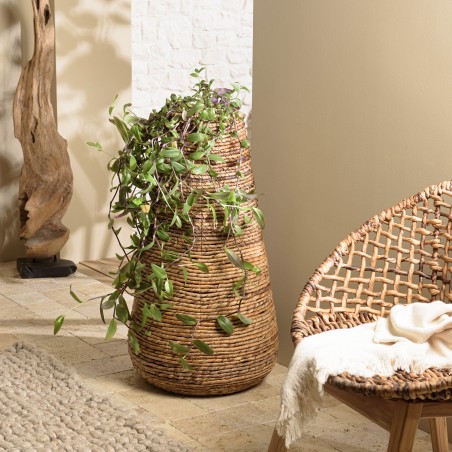 SIXTINE - Large Plant Pot in Natural Abaca Weave