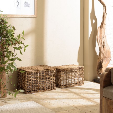 Set de 2 paniers de rangement SIXTINE en tissage naturel