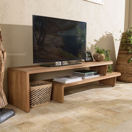SIXTINE Modular TV Stand 160x40cm - Natural Recycled Teak Wood