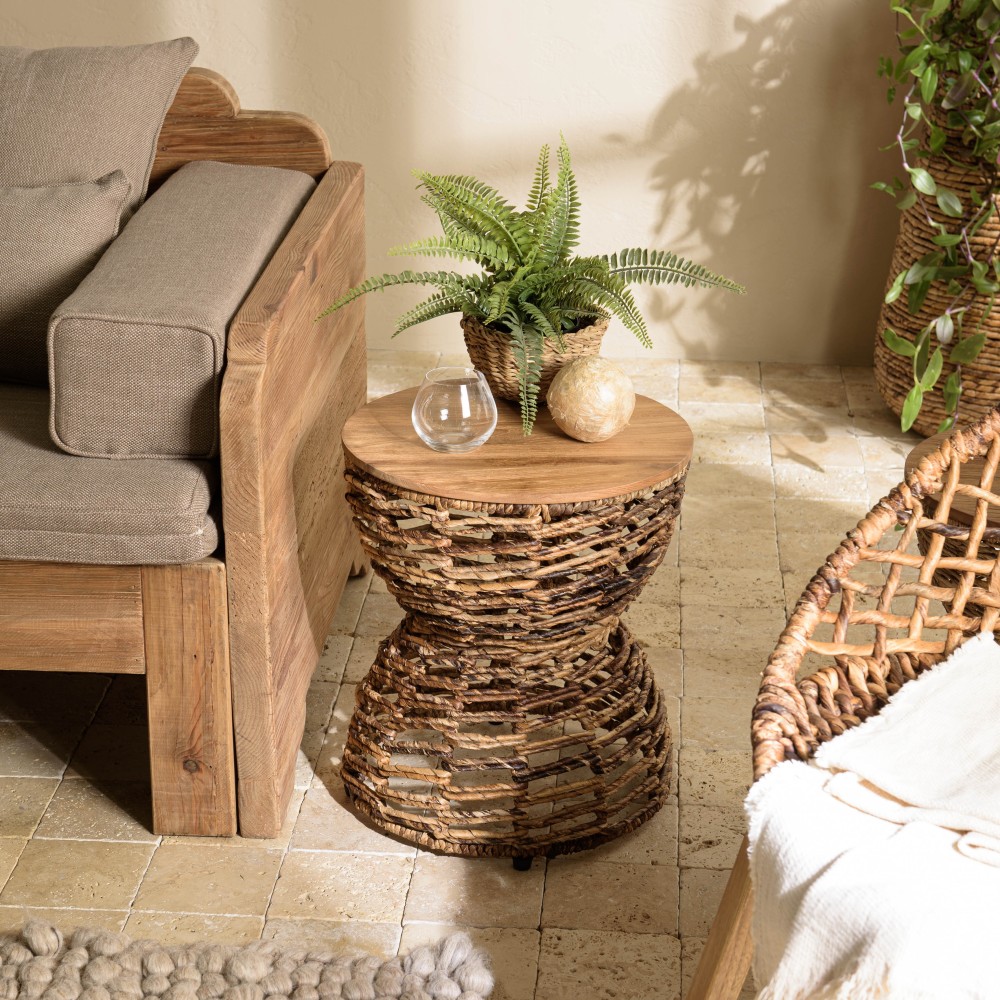 Tabouret en bois de teck recyclé SIXTINE Tabouret en bois de teck recyclé SIXTINE
