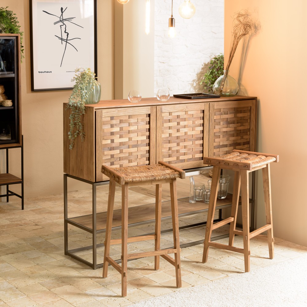 Tabouret haut SIXTINE en tissage naturel Tabouret haut SIXTINE en tissage naturel
