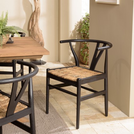 Chaise noire en bois de teck recyclé SIXTINE