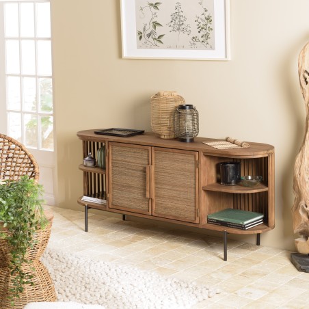 SIXTINE Rounded Sideboard in Recycled Teak Wood - 2 Doors