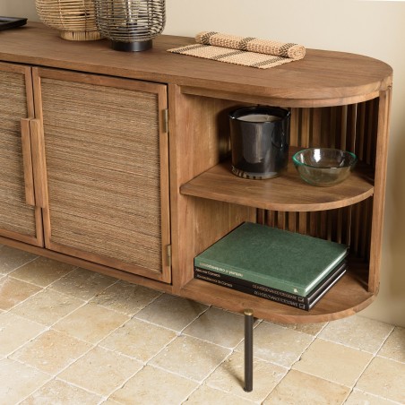 Buffet arrondi en bois de teck recyclé SIXTINE