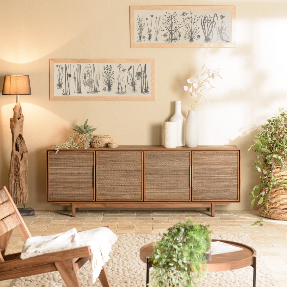 Buffet en bois de teck recyclé naturel 4 portes SIXTINE Buffet en bois de teck recyclé naturel 4 portes SIXTINE
