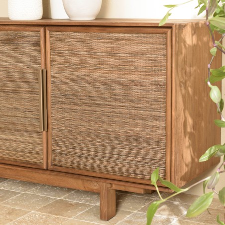 Buffet en bois de teck recyclé naturel 4 portes SIXTINE