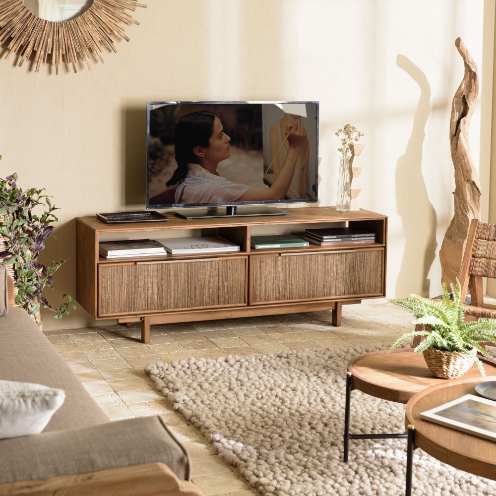 Meuble TV SIXTINE en bois de teck recyclé Meuble TV SIXTINE en bois de teck recyclé