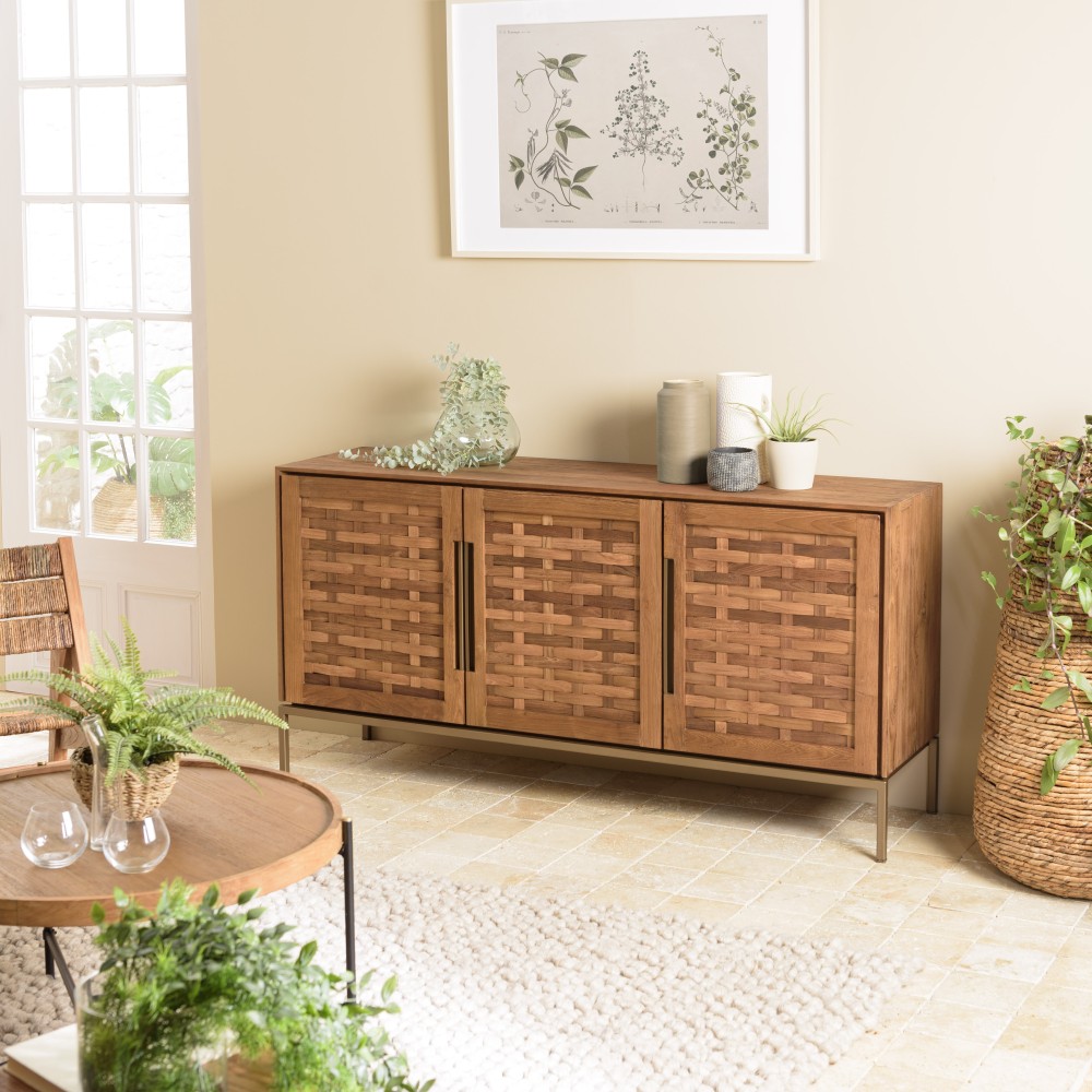 Buffet en bois de teck recyclé 3 portes SIXTINE Buffet en bois de teck recyclé 3 portes SIXTINE