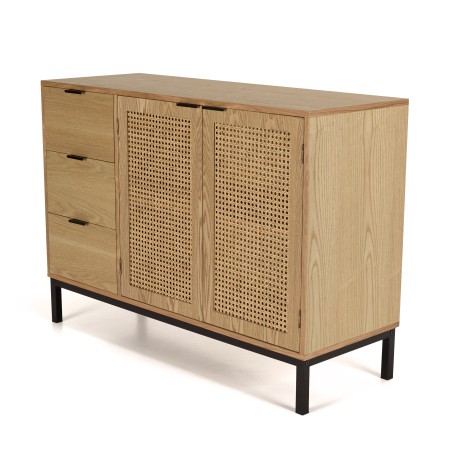 MARCEAU Sideboard with 3 Drawers and 2 Doors - Natural Cane Finish