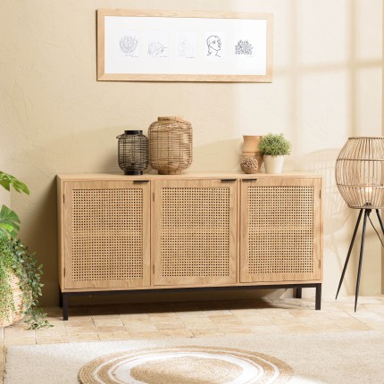 MARCEAU Sideboard - Natural Cane Finish, 3 Doors