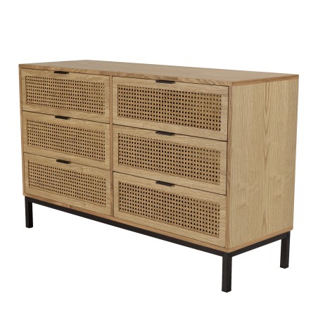 MARCEAU Chest of Drawers with 6 Drawers - Natural Cane Finish