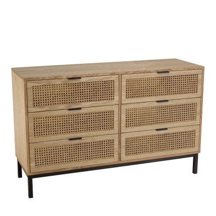 Commode MARCEAU - 6 tiroirs cannage naturel