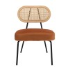 AGATHE Black Metal Armchair with Amber Orange Velvet Seat