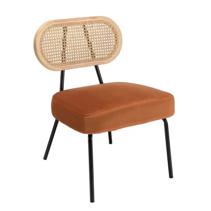 Fauteuil AGATHE - Métal noir et velours orange ambré